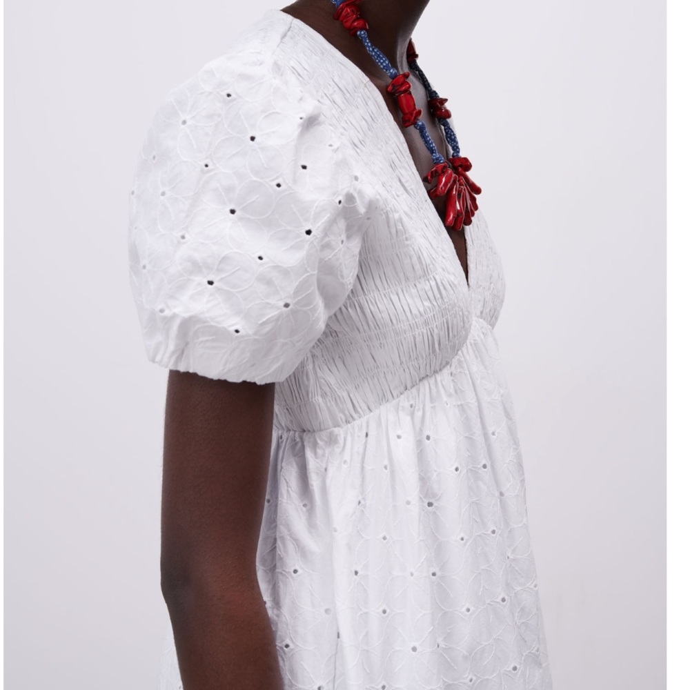 ZARA OPENWORK EMBROIDERED DRESS Size Small